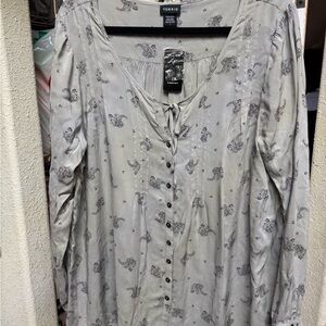 Torrid Light Gray Patterned Blouse